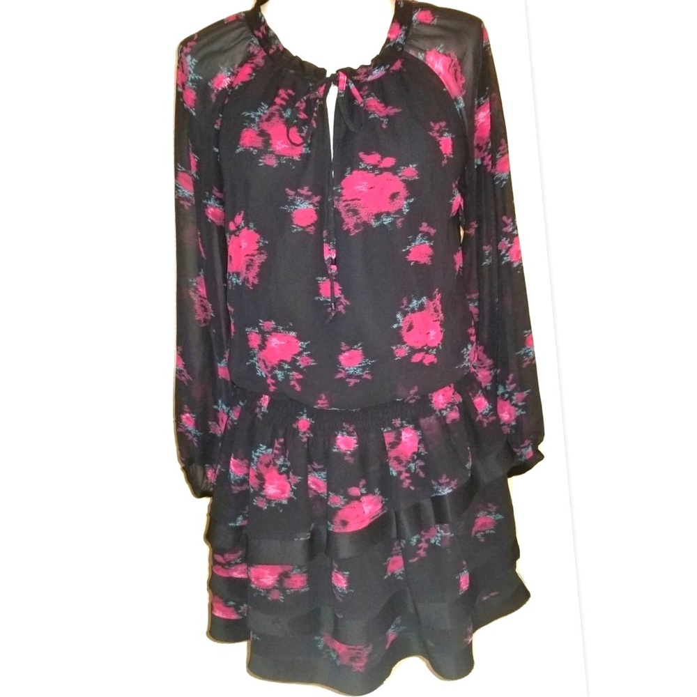 Sam Edelman Drop Waist Ruffle Dress in Smudge - Picture 2 of 6